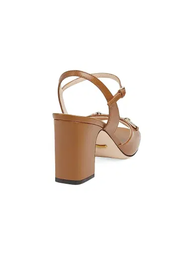Gucci Women's Lady Horsebit 75MM Leather Sandals - Light Brown - Size 11.5 | Thumbnail 3