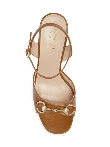 Gucci Women's Lady Horsebit 75MM Leather Sandals - Light Brown - Size 11.5 | Thumbnail 4