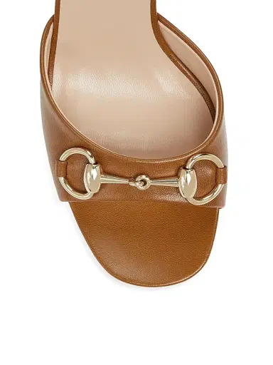 Gucci Women's Lady Horsebit 75MM Leather Sandals - Light Brown - Size 11.5 | Thumbnail 5