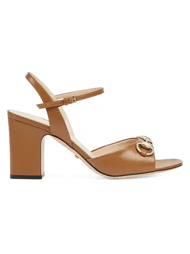 Gucci Women's Lady Horsebit 75MM Leather Sandals - Light Brown - Size 11.5 | Thumbnail 1