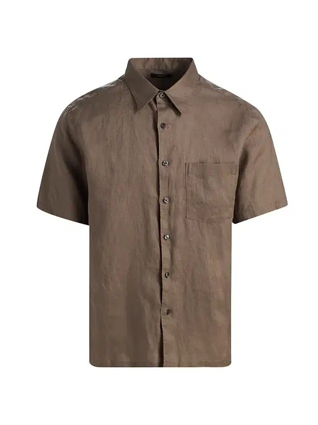 Theory Men's Irving Relaxed-Fit Linen Pocket Shirt - Morel