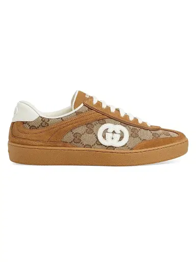 Gucci Women's G75 Canvas & Suede Low-Top Sneakers - Brown - Size 12 | Thumbnail 1