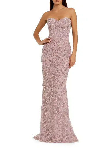 Mac Duggal Women's Embellished Floral Lace Strapless Gown - Sage | Thumbnail 1