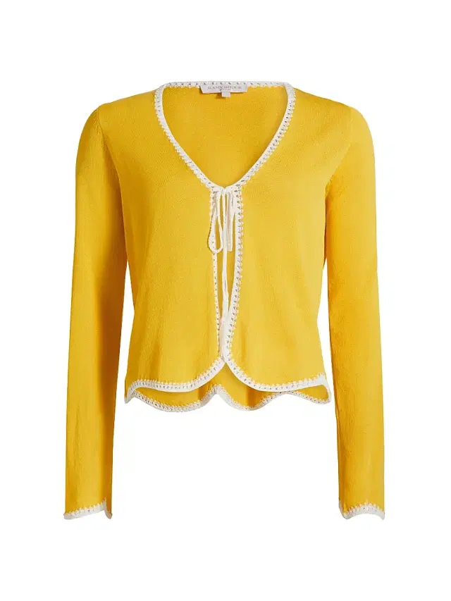 Ramy Brook Women's Tara Knit Front-Tie Cardigan - Lemon Drop Wave