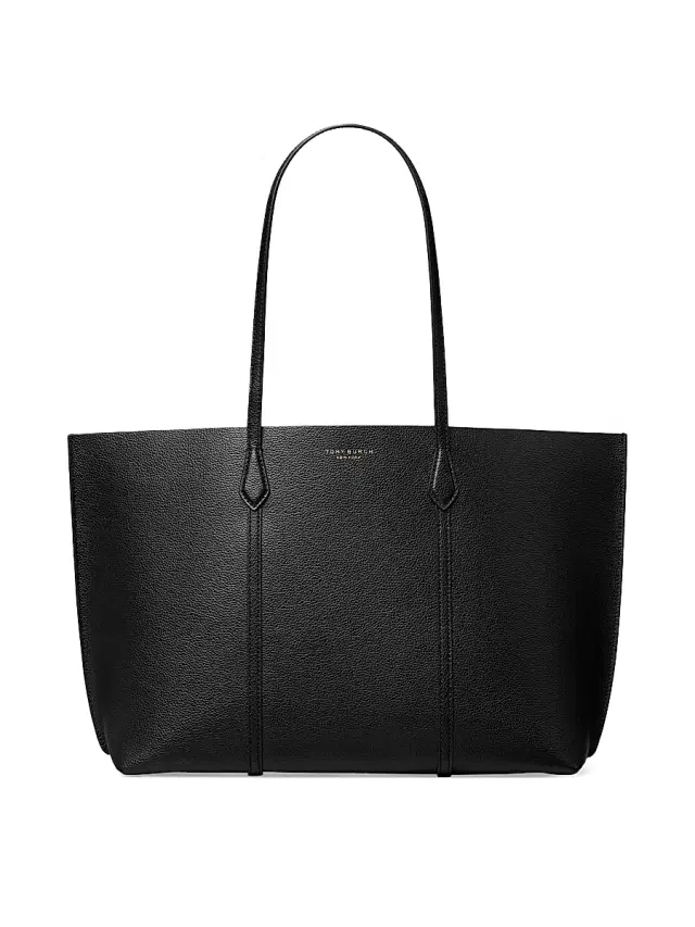 Tory Burch Women's Perry Logo Leather Tote Bag - Black