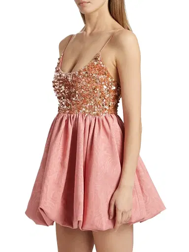 ALICE + OLIVIA Women's Nessa Sequined Bubble Minidress - Dusty Rose | Thumbnail 4 ALICE + OLIVIA Women's Nessa Sequined Bubble Minidress - Dusty Rose | Thumbnail 4