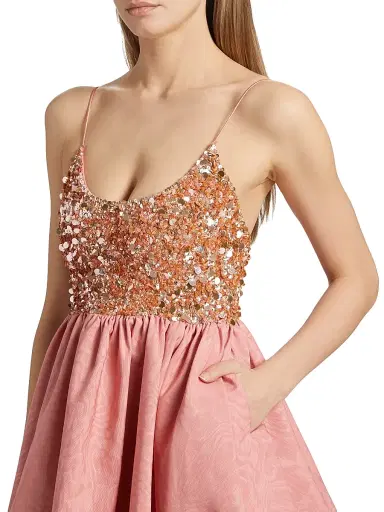 ALICE + OLIVIA Women's Nessa Sequined Bubble Minidress - Dusty Rose | Thumbnail 6 ALICE + OLIVIA Women's Nessa Sequined Bubble Minidress - Dusty Rose | Thumbnail 6