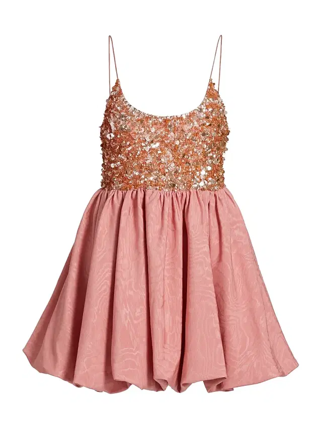 ALICE + OLIVIA Women's Nessa Sequined Bubble Minidress - Dusty Rose