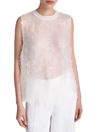 TWP Women's Shell Semi-Sheer Silk Top - Clear - Size Large | Thumbnail 2