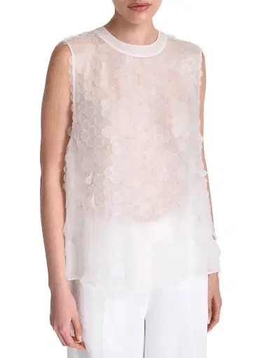 TWP Women's Shell Semi-Sheer Silk Top - Clear - Size Large | Thumbnail 3