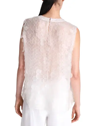 TWP Women's Shell Semi-Sheer Silk Top - Clear - Size Large | Thumbnail 5