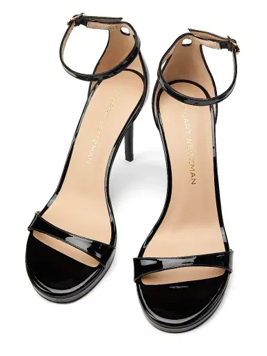 Stuart Weitzman Women's Nudist 100MM Patent Leather Sandals - Black - Size 9.5 | Thumbnail 3