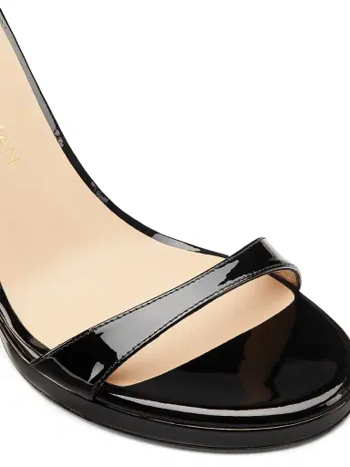 Stuart Weitzman Women's Nudist 100MM Patent Leather Sandals - Black - Size 9.5 | Thumbnail 5
