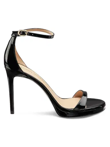 Stuart Weitzman Women's Nudist 100MM Patent Leather Sandals - Black - Size 9.5 | Thumbnail 1