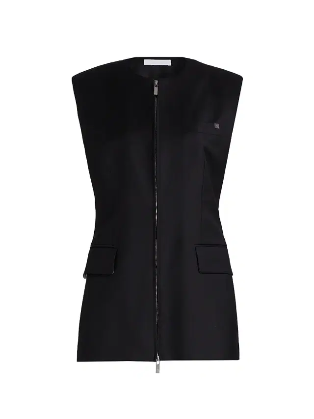 Helmut Lang Women's Wool Zip-Front Blazer Vest - Black