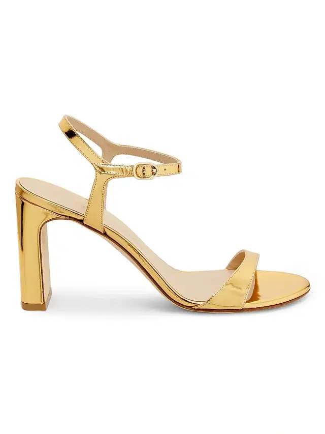 Stuart Weitzman Women's Babette 85MM Metallic Leather Sandals - Gold