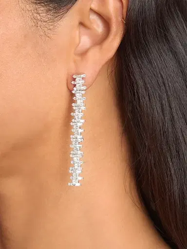 Nickho Rey Women's Cindy Rhodium Vermeil & Crystal Drop Earrings - White Gold | Thumbnail 2 Nickho Rey Women's Cindy Rhodium Vermeil & Crystal Drop Earrings - White Gold | Thumbnail 2