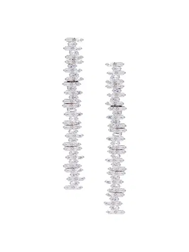 Nickho Rey Women's Cindy Rhodium Vermeil & Crystal Drop Earrings - White Gold | Thumbnail 1 Nickho Rey Women's Cindy Rhodium Vermeil & Crystal Drop Earrings - White Gold | Thumbnail 1