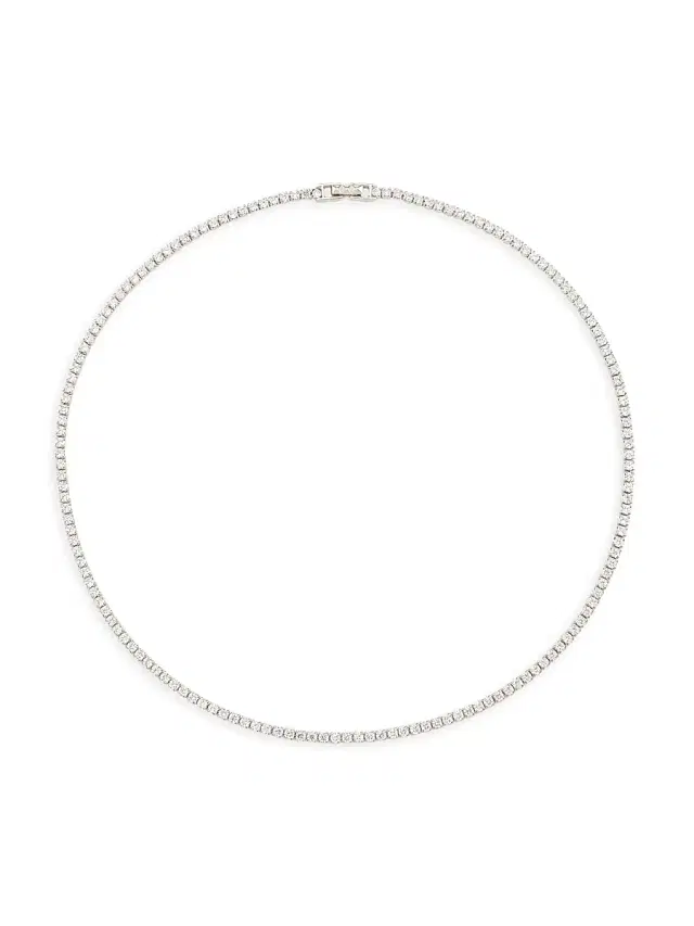Women's Tish Rhodium-Plated & Crystal Tennis Necklace - Rhodium