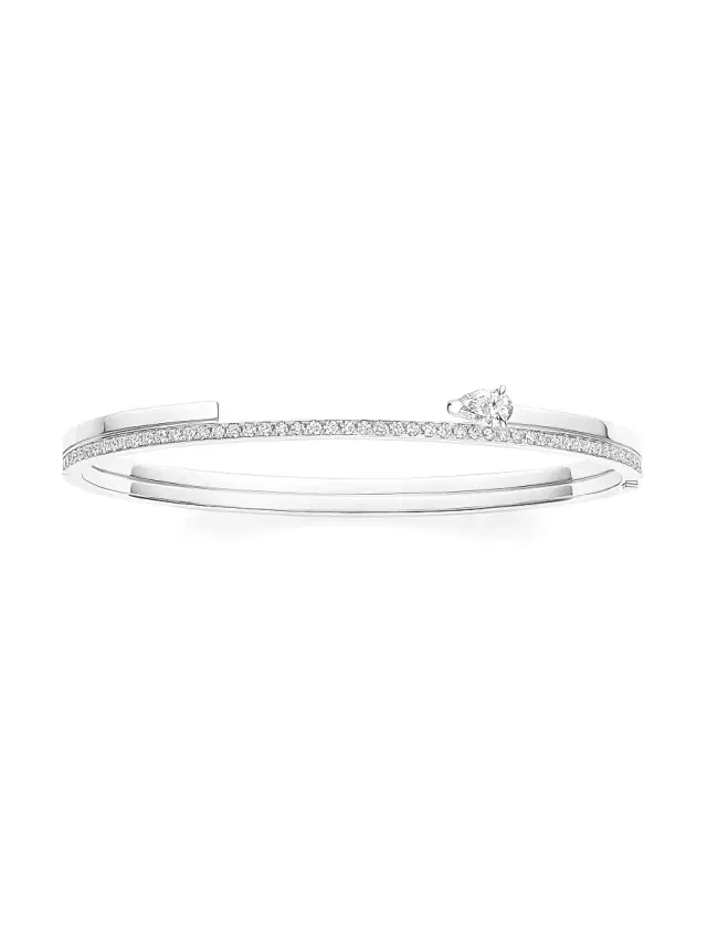 Women's Serti Sur Vide 18K White Gold & 0.90 TCW Diamond Double-Row Bangle - White Gold