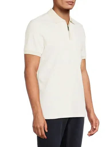Robert Barakett Men's Whistler Covered-Zip Polo Shirt - White - Size XXL | Thumbnail 4