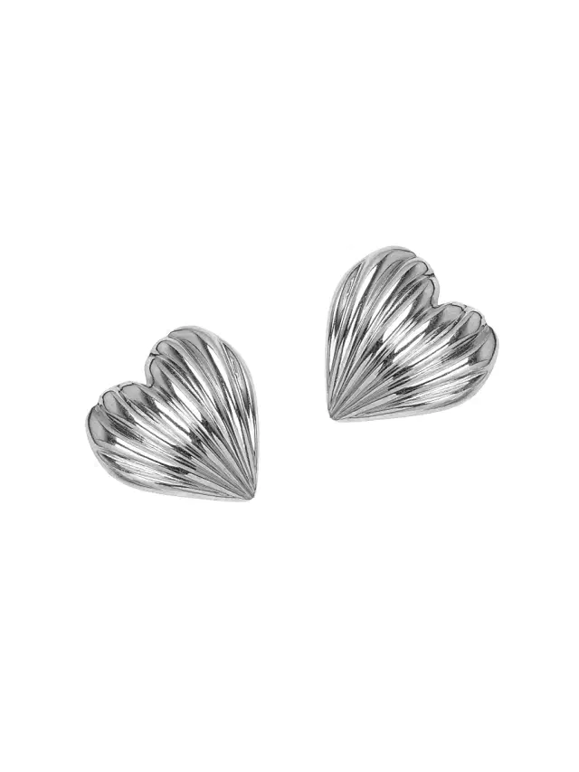 Women's Libi 18K-Gold-Plated or Silvertone Heart Stud Earrings - Silver