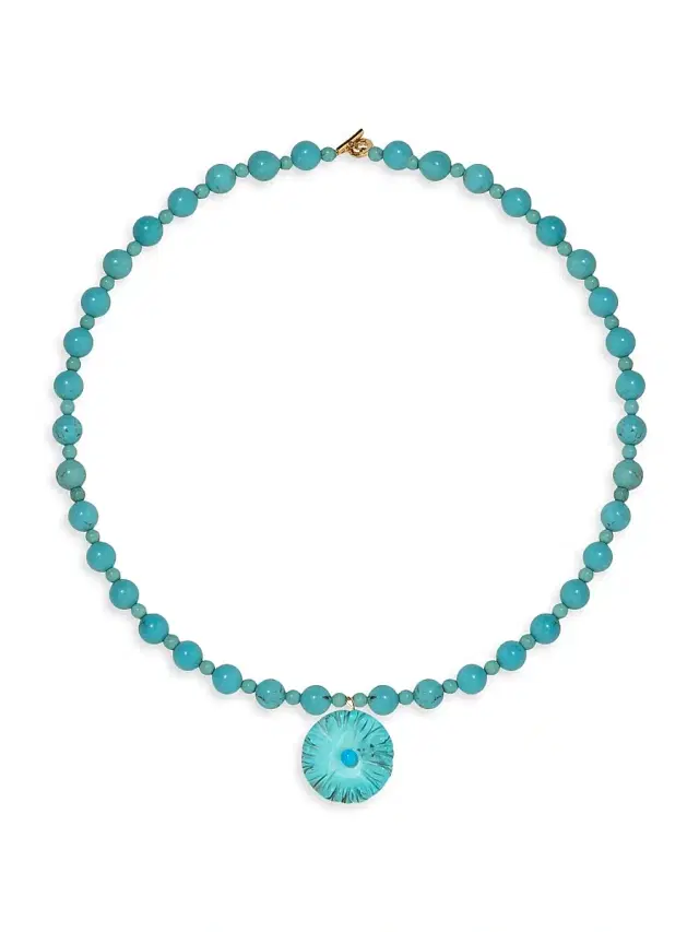 Women's Chanda Goldtone & Gemstone Flower Pendant Necklace - Turquoise