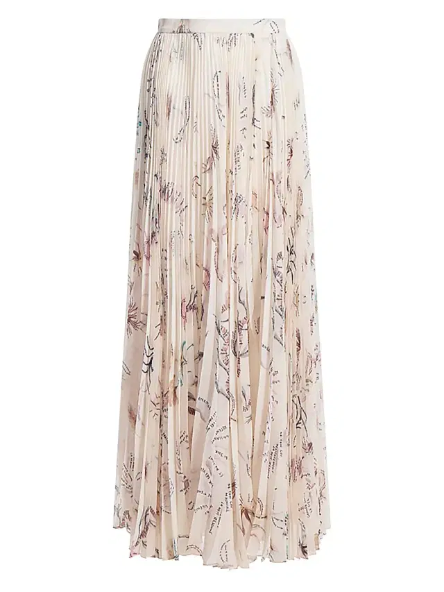 Altuzarra Women's Sif Printed Pleated Maxi Skirt -  Tattoo All Over