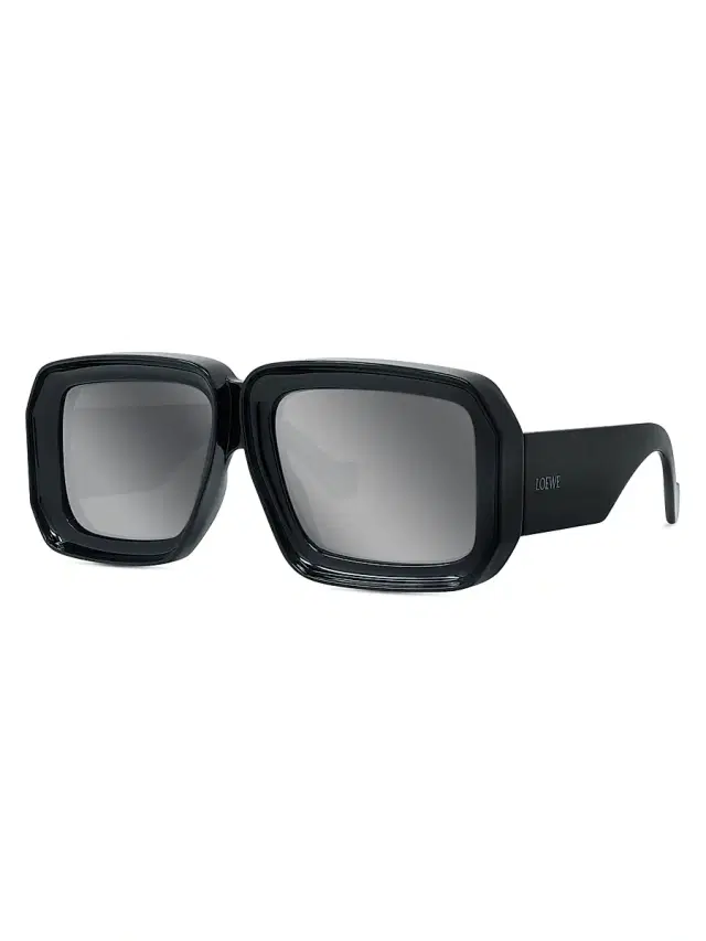 LOEWE Men's  x Paula's Ibiza 56MM Square Sunglasses - Shiny Black Smoke