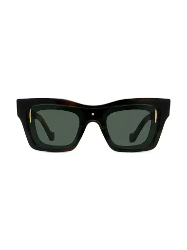 Loewe Men's Signature 54MM Square Sunglasses - Dark Havana Green | Thumbnail 2