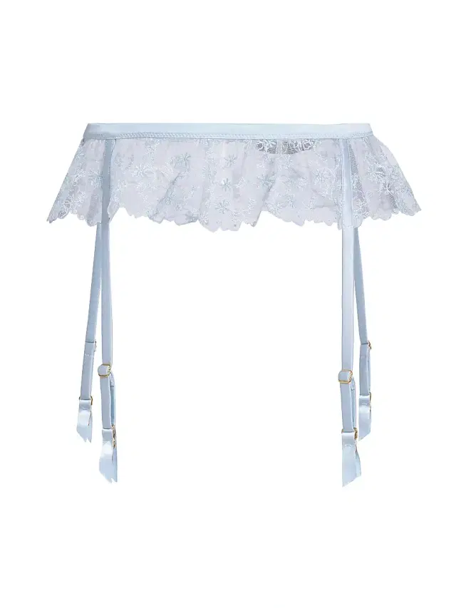 Women's Mathilde Embroidered Lace Garter Belt - Grigio Perla