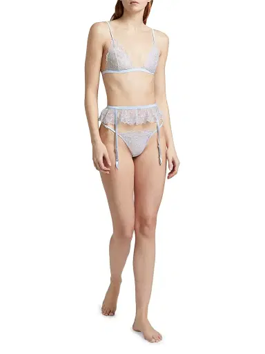 Kiki de Montparnasse Women's Mathilde Embroidered Lace G-String - Grigio Perla | Thumbnail 2 Kiki de Montparnasse Women's Mathilde Embroidered Lace G-String - Grigio Perla | Thumbnail 2