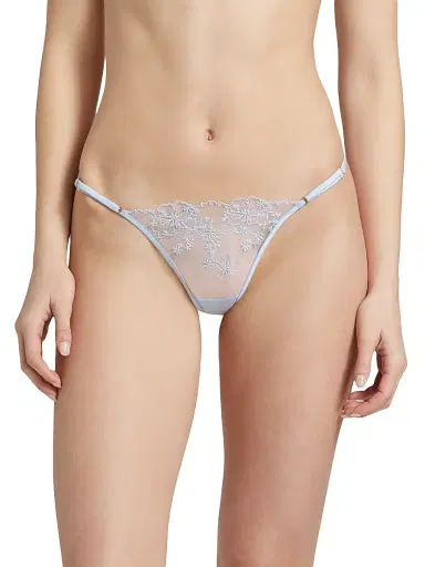 Kiki de Montparnasse Women's Mathilde Embroidered Lace G-String - Grigio Perla | Thumbnail 3 Kiki de Montparnasse Women's Mathilde Embroidered Lace G-String - Grigio Perla | Thumbnail 3