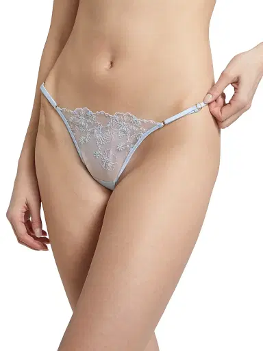 Kiki de Montparnasse Women's Mathilde Embroidered Lace G-String - Grigio Perla | Thumbnail 5 Kiki de Montparnasse Women's Mathilde Embroidered Lace G-String - Grigio Perla | Thumbnail 5
