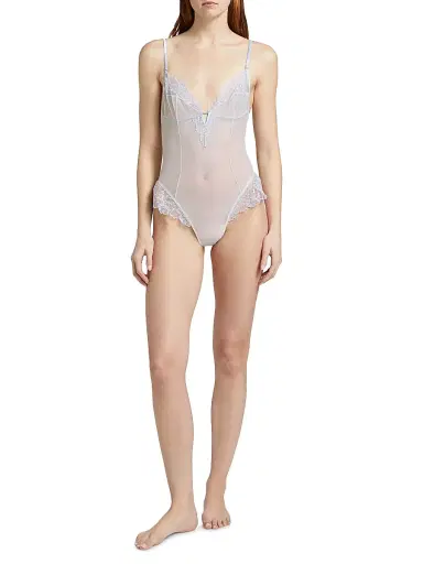 Kiki de Montparnasse Women's Mathilde Lace Mesh Bodysuit - Grigio Perla - Size XL | Thumbnail 2 Kiki de Montparnasse Women's Mathilde Lace Mesh Bodysuit - Grigio Perla - Size XL | Thumbnail 2
