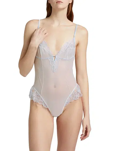 Kiki de Montparnasse Women's Mathilde Lace Mesh Bodysuit - Grigio Perla - Size XL | Thumbnail 3 Kiki de Montparnasse Women's Mathilde Lace Mesh Bodysuit - Grigio Perla - Size XL | Thumbnail 3
