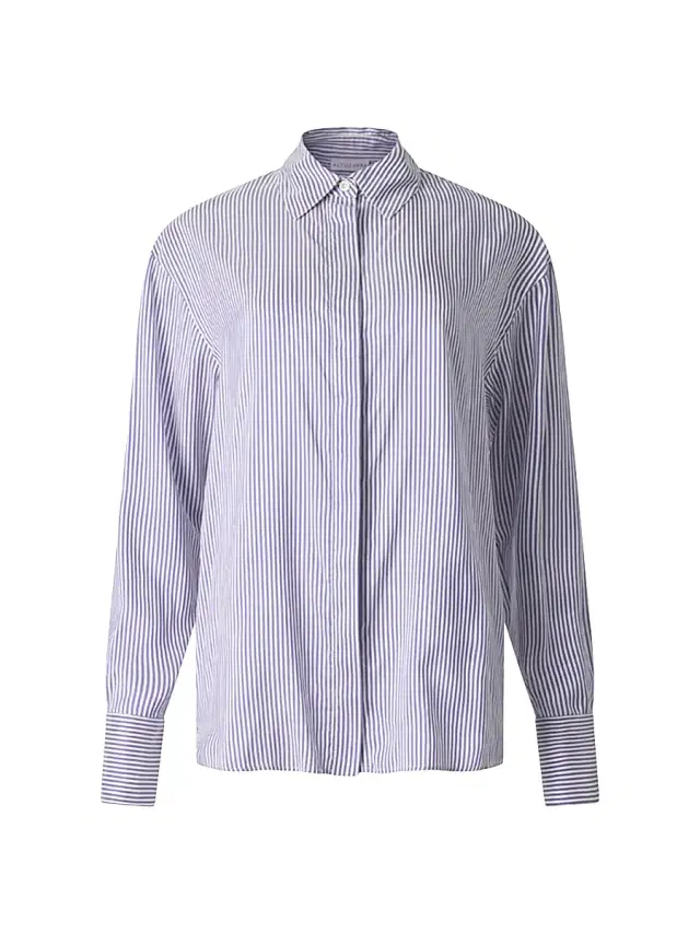 Altuzarra Women's Chika Striped Silk Shirt - Bluejay Stripe