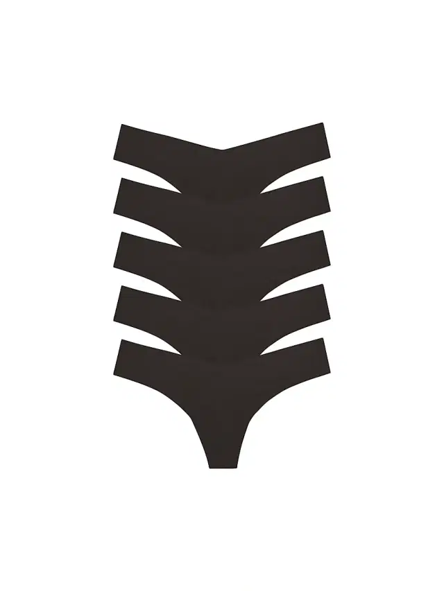 Women's Microfiber 5-Pack Thong Set - Black