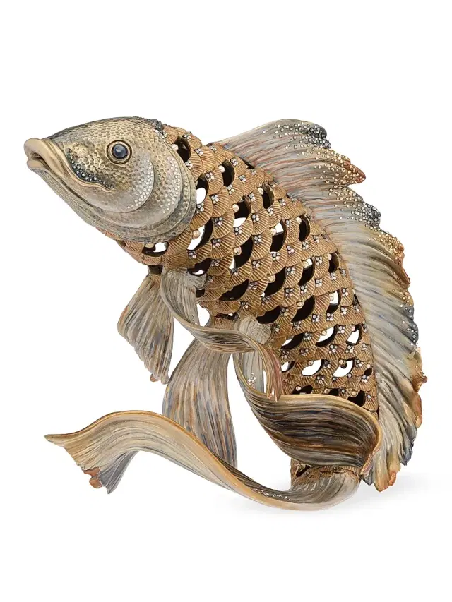 Asagi Koi Fish Figurine - Platinum