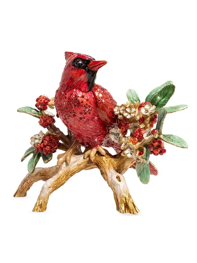 Cardinal on Branch Figurine - Natural