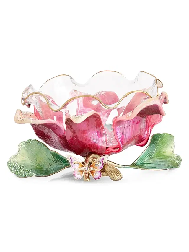 Large Flower Bowl With Swarovski Crystals