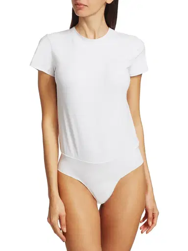 Commando Women's Essential Cotton Crewneck Tee Bodysuit - White - Size XL | Thumbnail 3 Commando Women's Essential Cotton Crewneck Tee Bodysuit - White - Size XL | Thumbnail 3