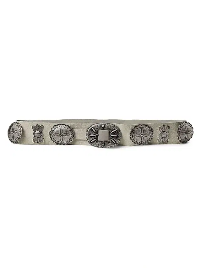 Women's Concho Suede Belt - Lux Cream
