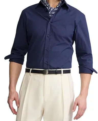 Ralph Lauren Purple Label Men's Engraved Buckle Belt - Chairman Navy - Size 40 | Thumbnail 2