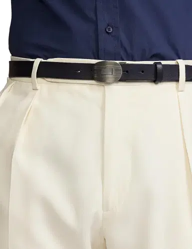 Ralph Lauren Purple Label Men's Engraved Buckle Belt - Chairman Navy - Size 40 | Thumbnail 4
