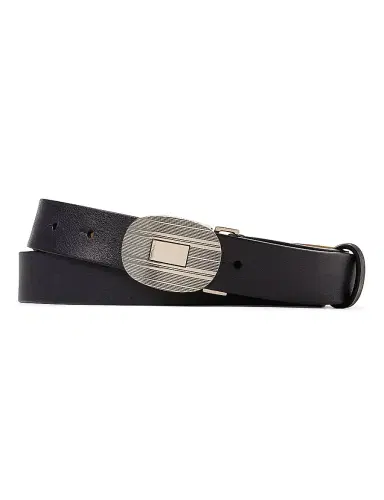 Ralph Lauren Purple Label Men's Engraved Buckle Belt - Chairman Navy - Size 40 | Thumbnail 1