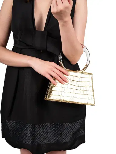 ALEXIS BITTAR Women's Liquid Lucite Croc-Embossed Leather Top-Handle Bag - Gold | Thumbnail 3 ALEXIS BITTAR Women's Liquid Lucite Croc-Embossed Leather Top-Handle Bag - Gold | Thumbnail 3