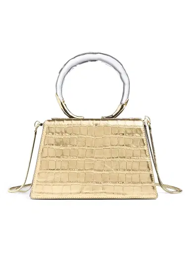 ALEXIS BITTAR Women's Liquid Lucite Croc-Embossed Leather Top-Handle Bag - Gold | Thumbnail 1 ALEXIS BITTAR Women's Liquid Lucite Croc-Embossed Leather Top-Handle Bag - Gold | Thumbnail 1