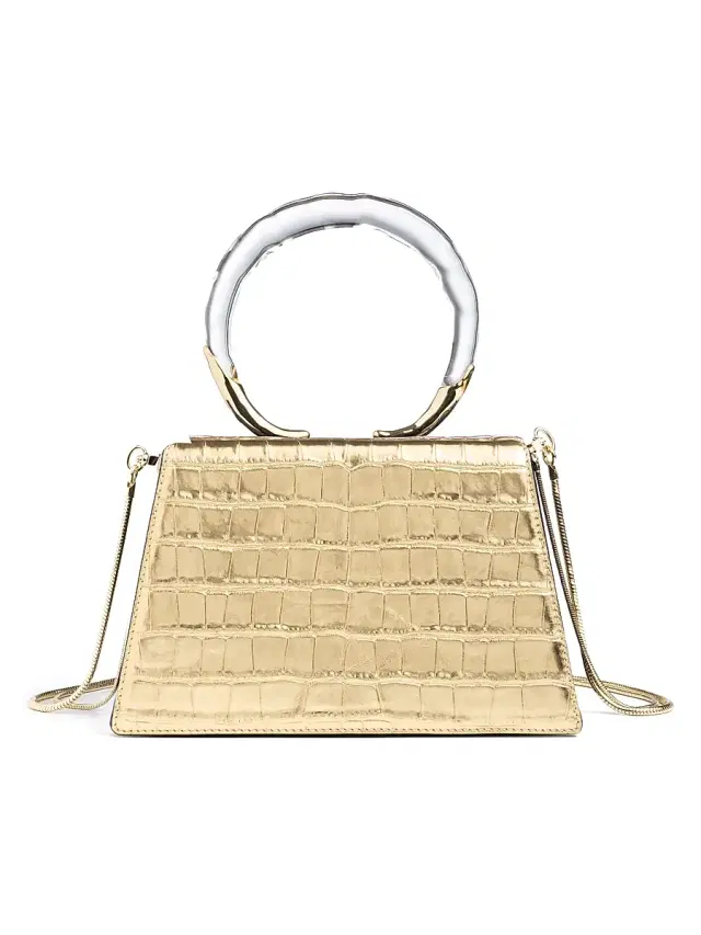 ALEXIS BITTAR Women's Liquid Lucite Croc-Embossed Leather Top-Handle Bag - Gold