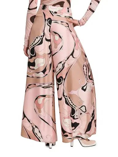 Pucci Women's Printed Silk Twill Wide-Leg Pants - Natural | Thumbnail 5 Pucci Women's Printed Silk Twill Wide-Leg Pants - Natural | Thumbnail 5